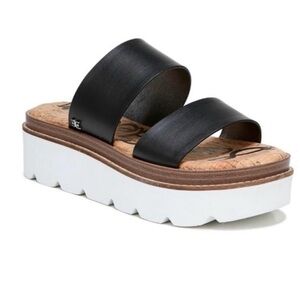 Sam Edelman Raul Black Vachetta Leather Platform Sandals - Size 7.5